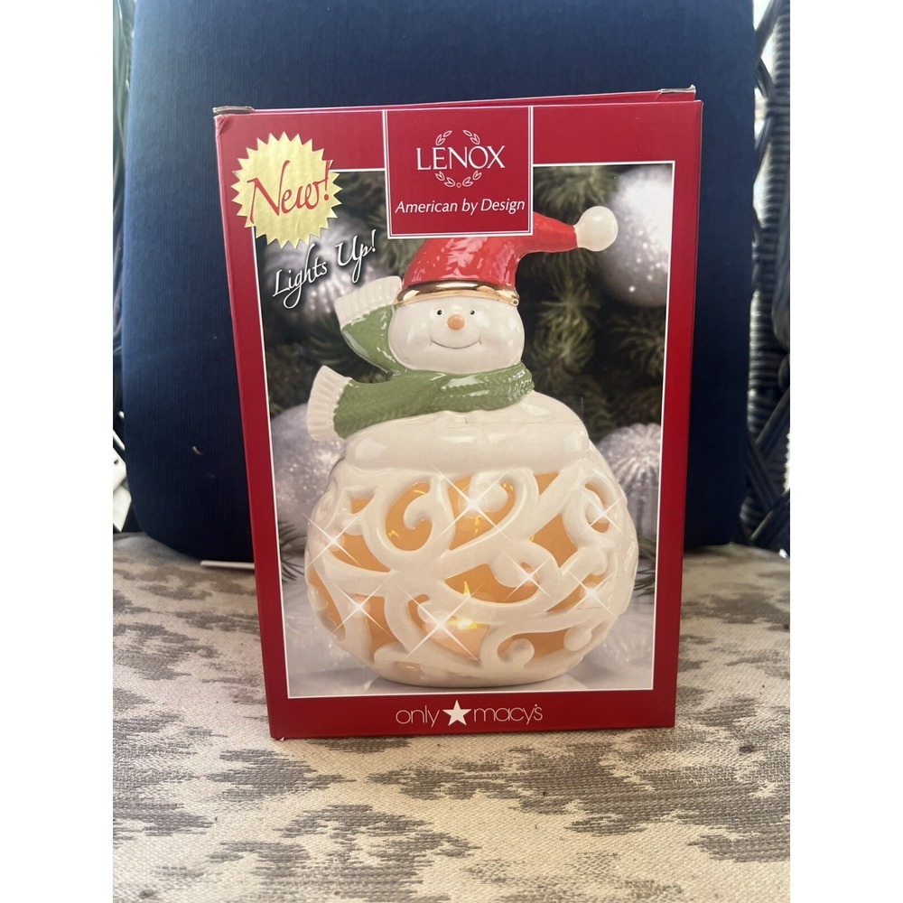 LENOX MERRY AND BRIGHT SNOWMAN FIGURINE 7" AMERICAN BY DESIGN in Box!